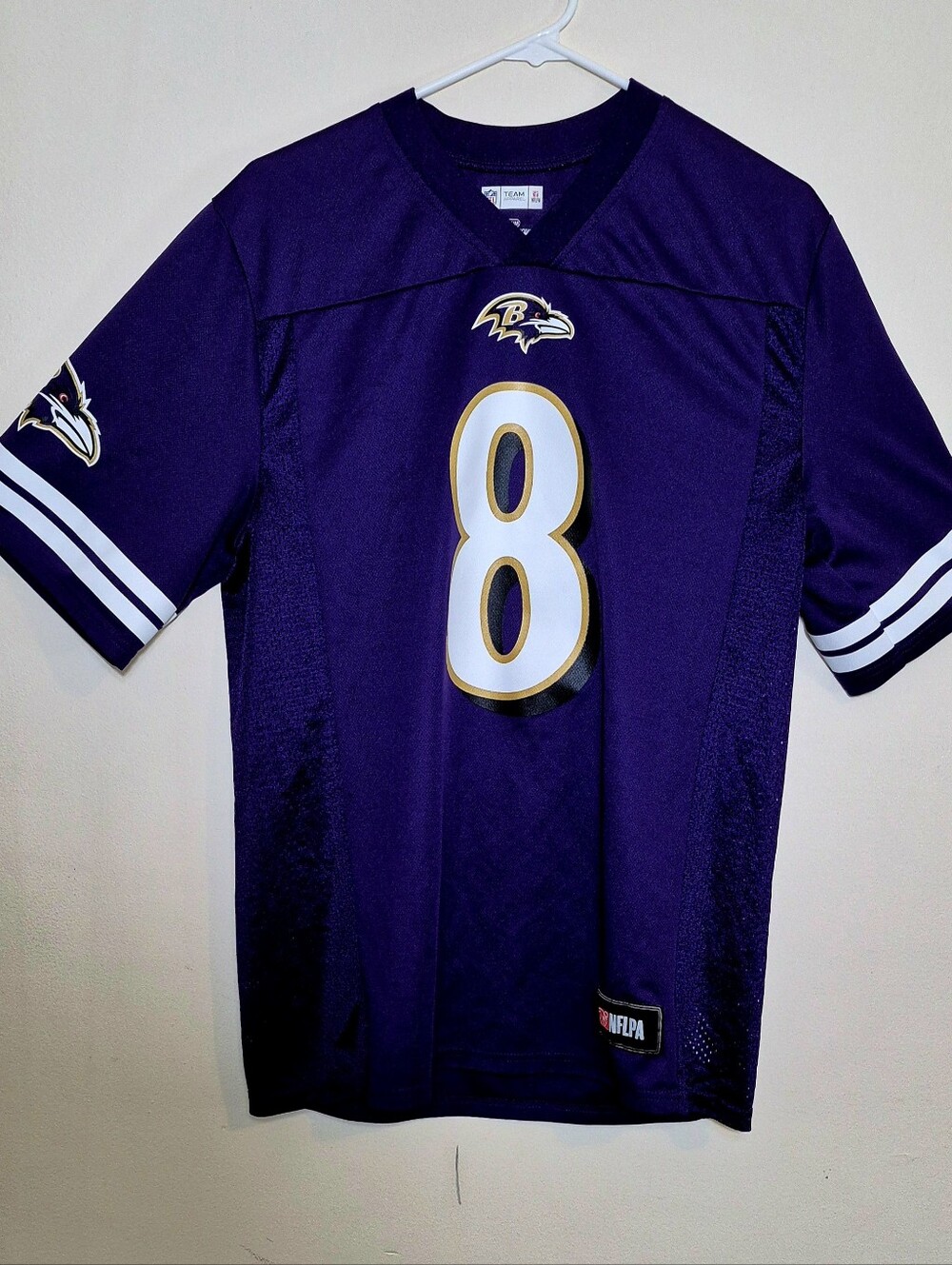 NFL Ravens Lamar Jackson #8 Purple and White Football Jersey-Style Shirt